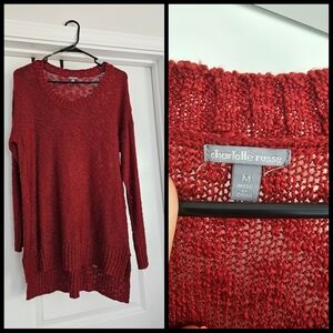 Charlotte Russe Red Crew Neck Sweater with Textured Knit